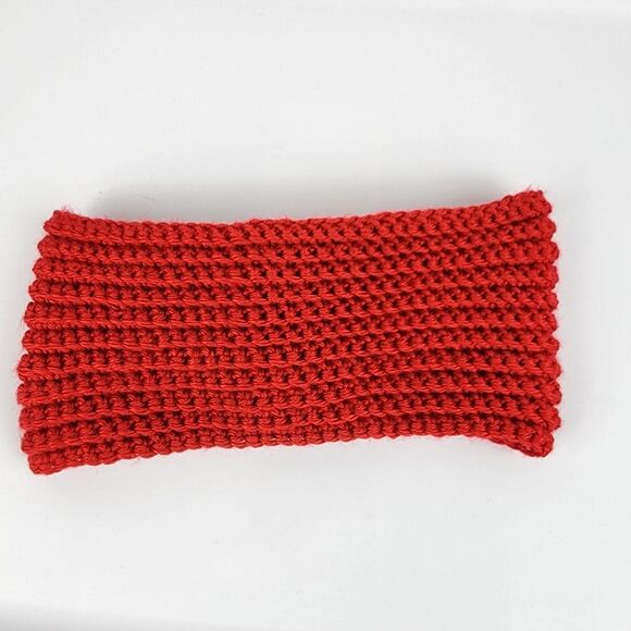 New Crochet Twisted Headband Ear Warmer Red Acrylic Yarn Handmade Handcrafted - Picture 2 of 5